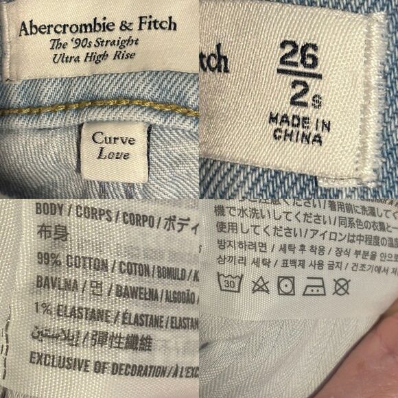Abercrombie & Fitch 90s Ultra High Rise Straight Split Hem Jeans Womens 26/2 S - Picture 12 of 12